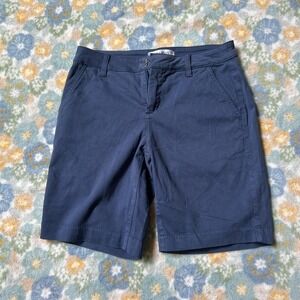 Lila Ryan Navy blue casual cotton shorts with fake back pockets Women's 2